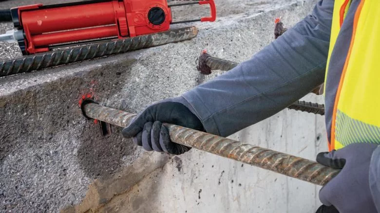 What are the stages of rebar planting using planting glue?